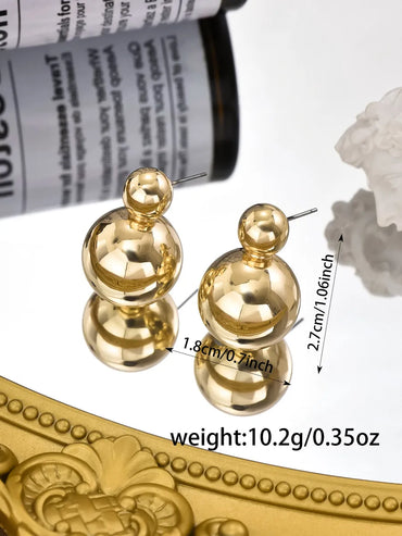 1 Pair Simple Style Round Plating Ccb Ear Studs