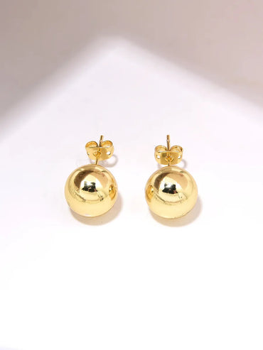 1 Pair Simple Style Round Plating Copper Gold Plated Ear Studs