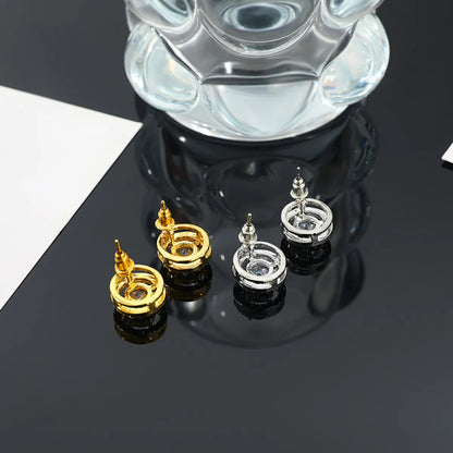 1 Pair Simple Style Round Plating Inlay Alloy Rhinestones Rose Gold Plated White Gold Plated Gold Plated Ear Studs