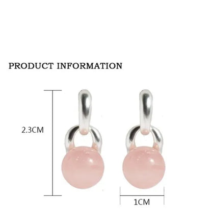 1 Pair Simple Style Round Plating Inlay Brass Natural Stone 18K Gold Plated Drop Earrings