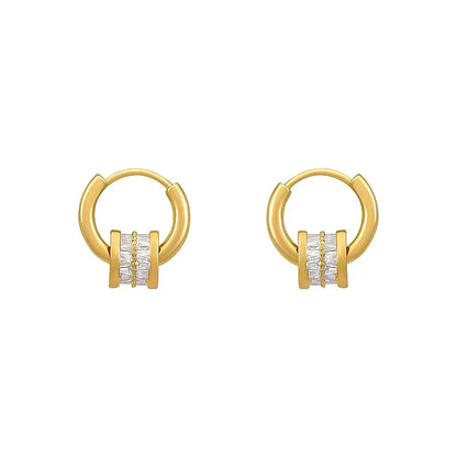 1 Pair Simple Style Round Plating Inlay Copper Zircon 18K Gold Plated Drop Earrings