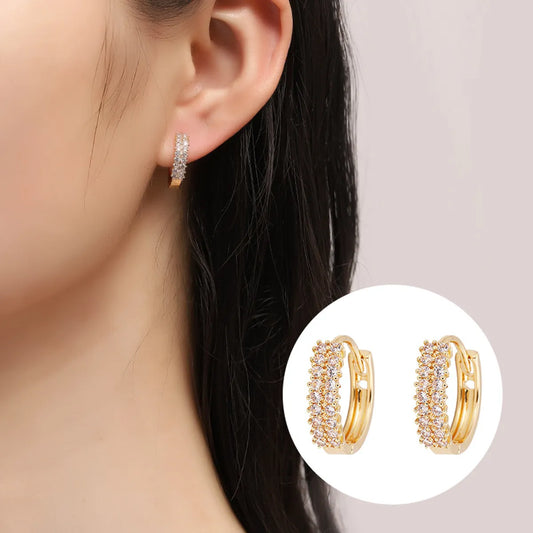 1 Pair Simple Style Round Plating Inlay Copper Zircon Earrings