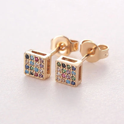 1 Pair Simple Style Round Plating Inlay Copper Zircon Gold Plated Ear Studs