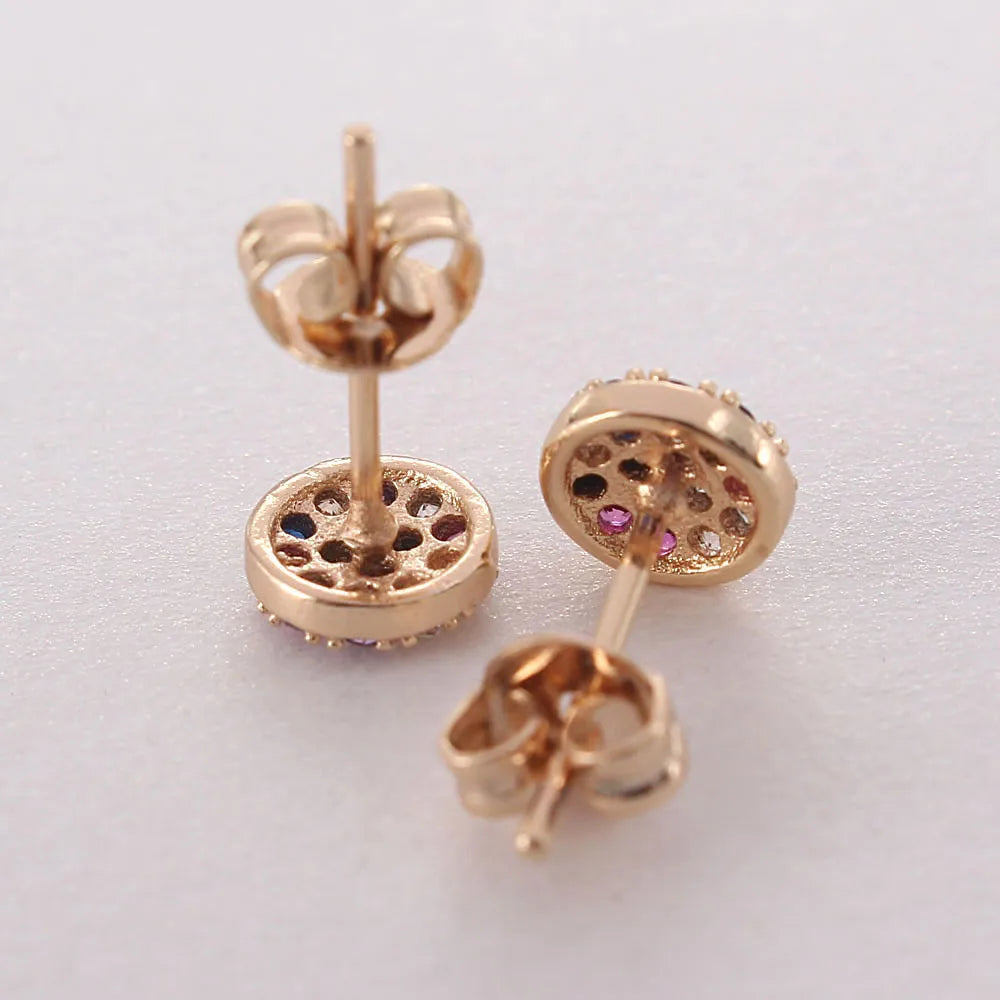 1 Pair Simple Style Round Plating Inlay Copper Zircon Gold Plated Ear Studs