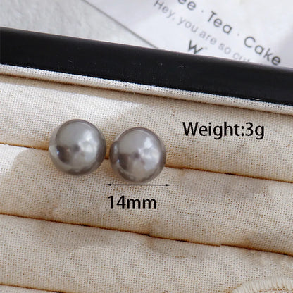 1 Pair Simple Style Round Plating Inlay Freshwater Pearl Artificial Pearls Gold Plated Ear Studs