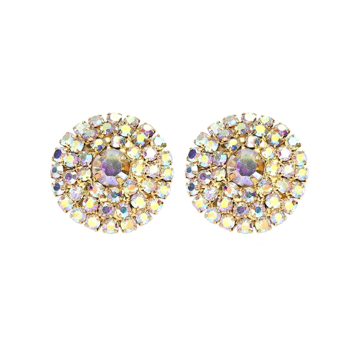 1 Pair Simple Style Round Plating Inlay Rhinestone Rhinestones Silver Plated Ear Studs