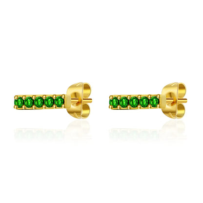 1 Pair Simple Style Round Plating Inlay Stainless Steel Titanium Steel Zircon Gold Plated Ear Studs