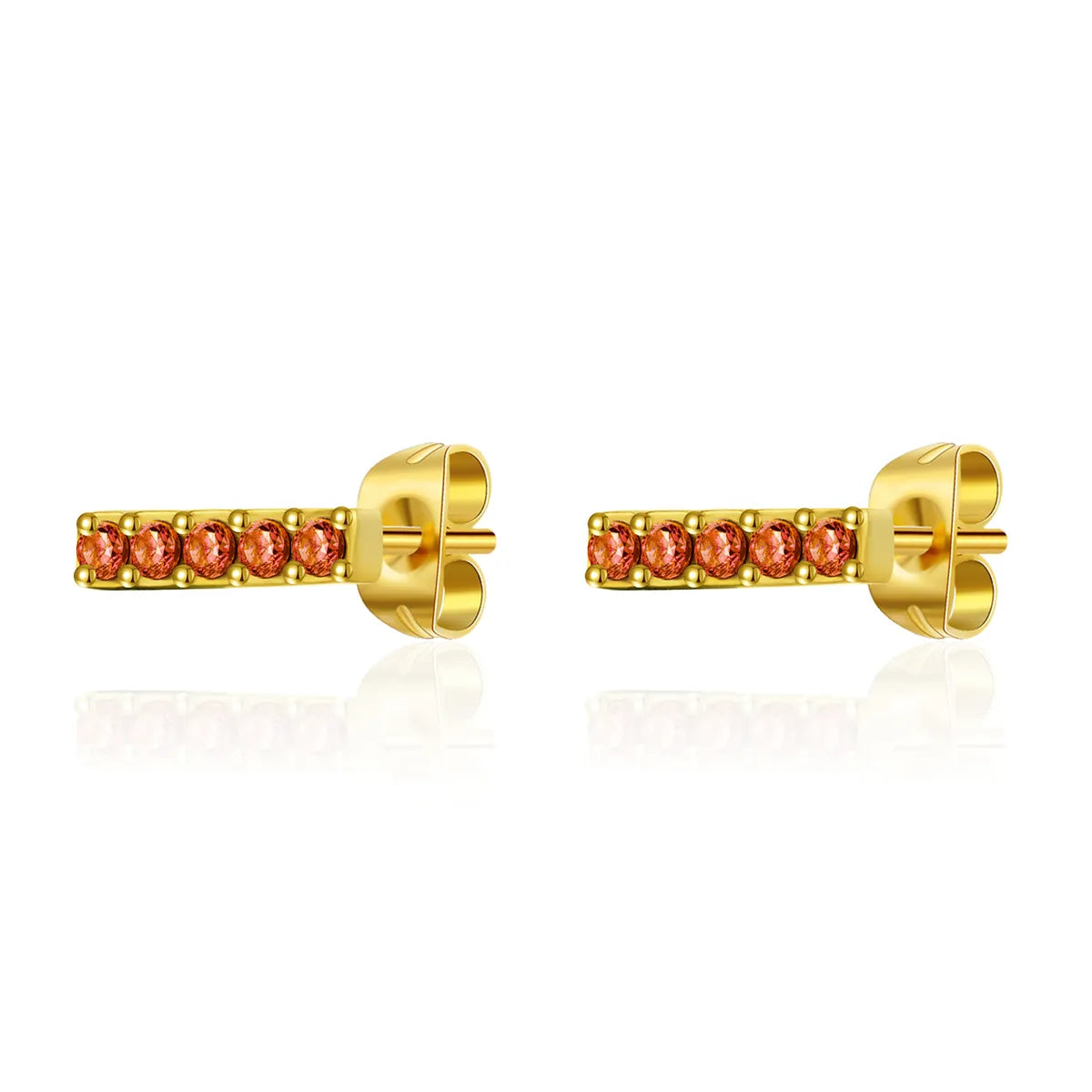 1 Pair Simple Style Round Plating Inlay Stainless Steel Titanium Steel Zircon Gold Plated Ear Studs