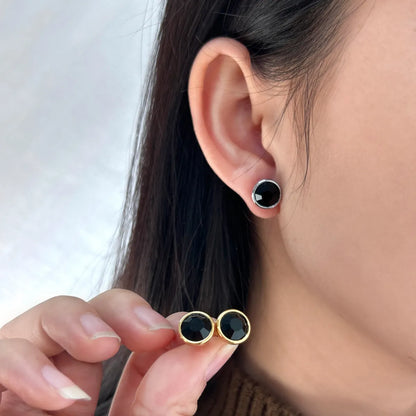 1 Pair Simple Style Round Plating Inlay 304 Stainless Steel 316 Stainless Steel  Zircon 18K Gold Plated Ear Studs