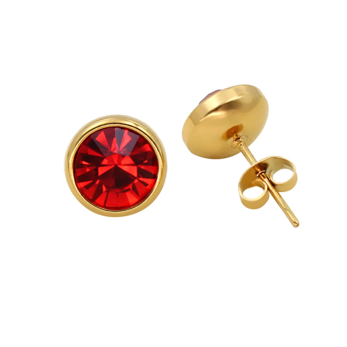 1 Pair Simple Style Round Plating Inlay 304 Stainless Steel 316 Stainless Steel  Zircon 18K Gold Plated Ear Studs