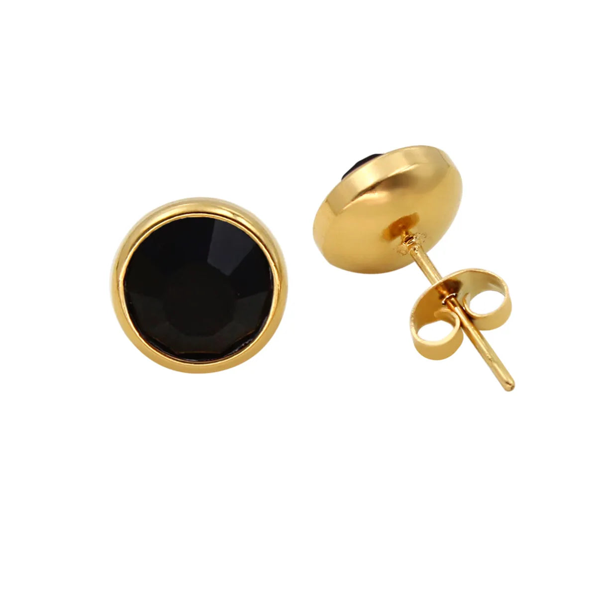 1 Pair Simple Style Round Plating Inlay 304 Stainless Steel 316 Stainless Steel  Zircon 18K Gold Plated Ear Studs