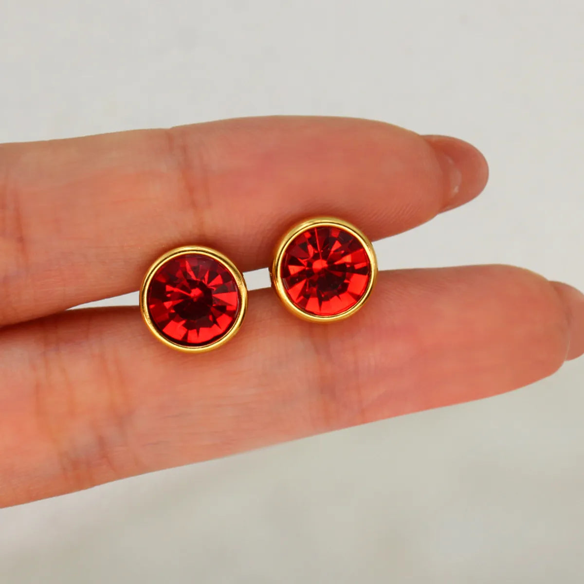 1 Pair Simple Style Round Plating Inlay 304 Stainless Steel 316 Stainless Steel  Zircon 18K Gold Plated Ear Studs