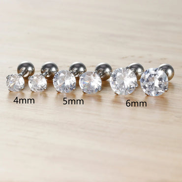 1 Pair Simple Style Round Plating Inlay Stainless Steel Zircon Ear Studs