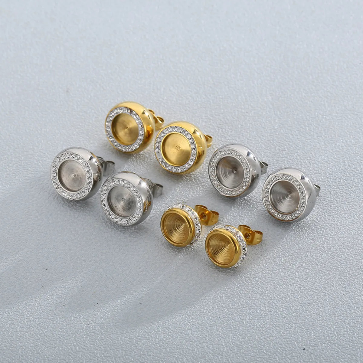 1 Pair Simple Style Round Plating Inlay Stainless Steel Zircon Ear Studs