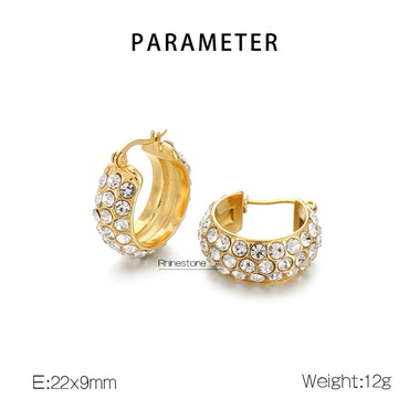 1 Pair Simple Style Round Plating Inlay Stainless Steel Zircon Gold Plated Earrings