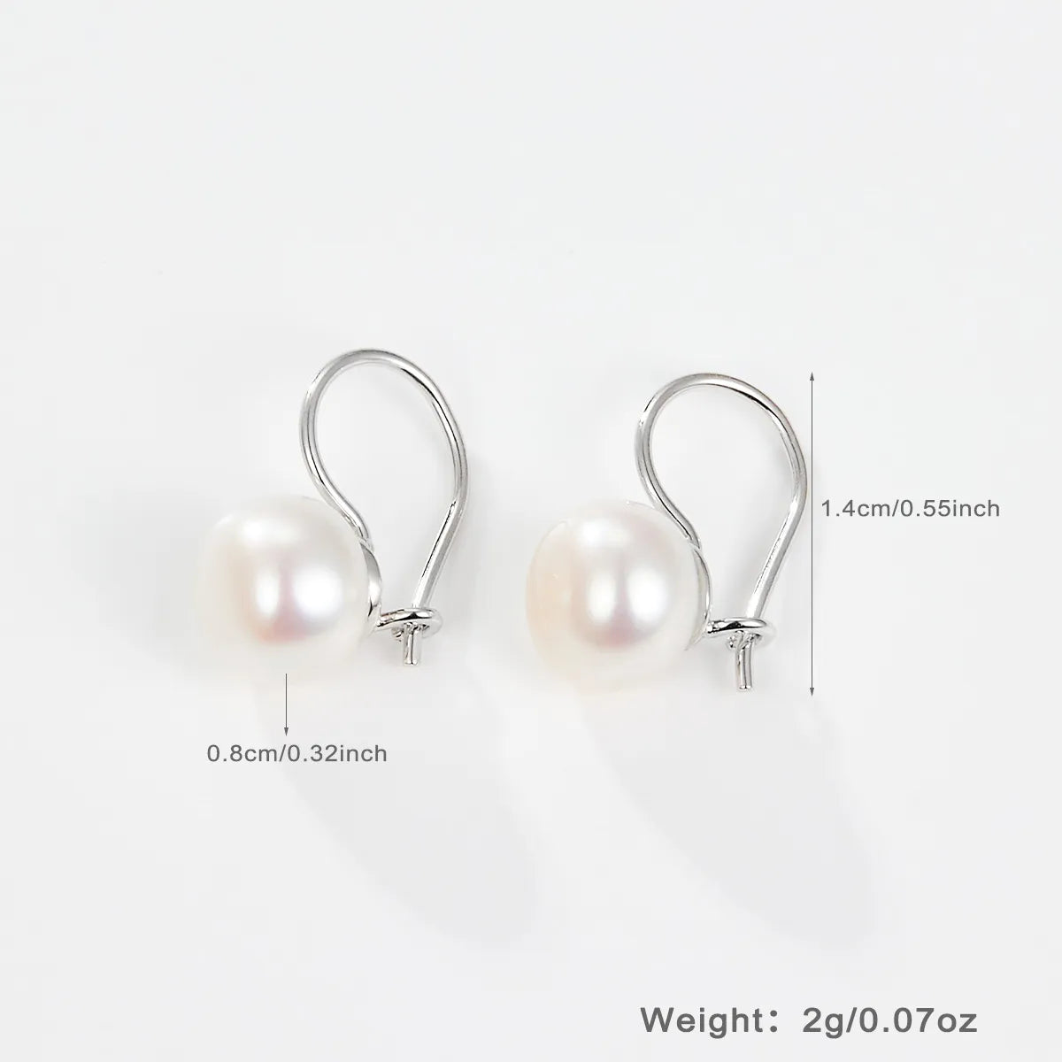 1 Pair Simple Style Round Plating Inlay Sterling Silver Artificial Pearls White Gold Plated Drop Earrings