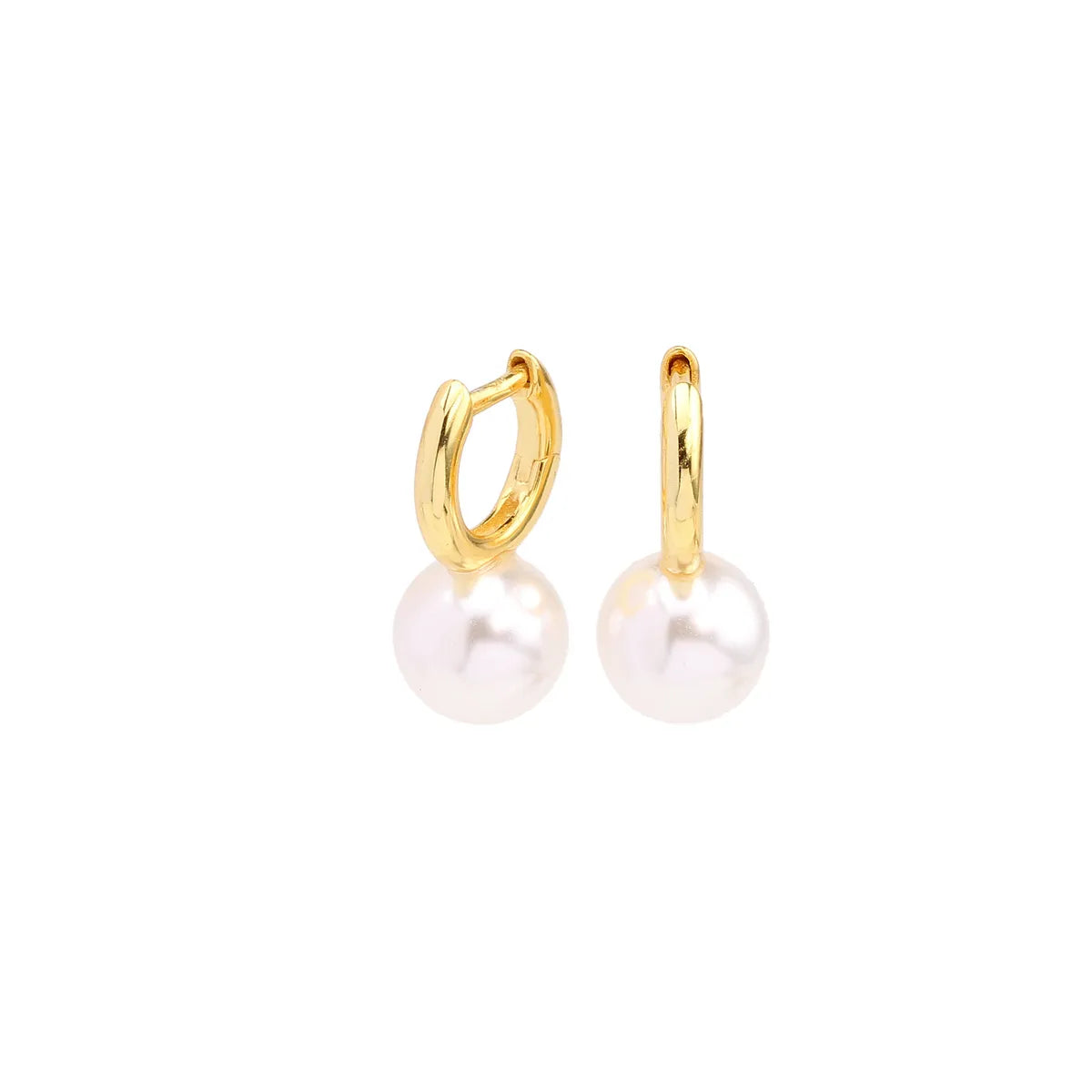 1 Pair Simple Style Round Plating Inlay Sterling Silver Pearl White Gold Plated Gold Plated Earrings