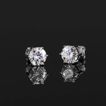 1 Pair Simple Style Round Plating Inlay Sterling Silver Zircon Silver Plated Ear Studs