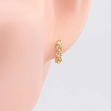 1 Pair Simple Style Round Plating Inlay Sterling Silver Zircon White Gold Plated Gold Plated Earrings