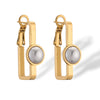 1 Pair Simple Style Round Plating Inlay 304 Stainless Steel Artificial Pearls 18K Gold Plated Earrings