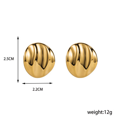 1 Pair Simple Style Round Plating Stainless Steel 18k Gold Plated Ear Studs