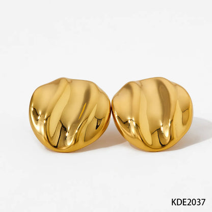 1 Pair Simple Style Round Plating Stainless Steel 18k Gold Plated Ear Studs