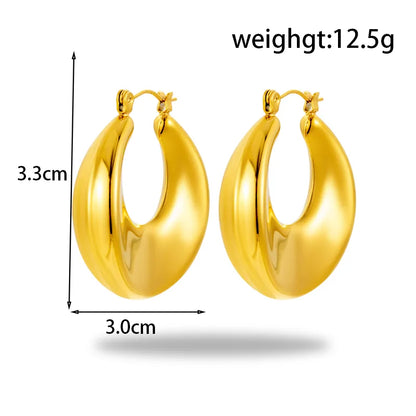 1 Pair Simple Style Round Plating 304 Stainless Steel Earrings