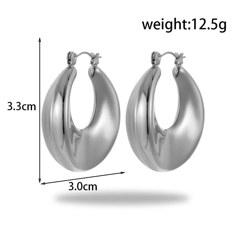 1 Pair Simple Style Round Plating 304 Stainless Steel Earrings