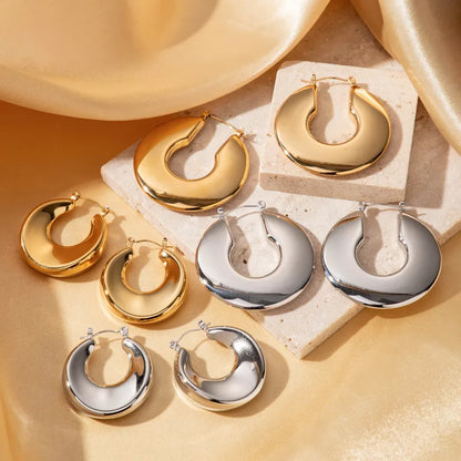 1 Pair Simple Style Round Plating 304 Stainless Steel Earrings