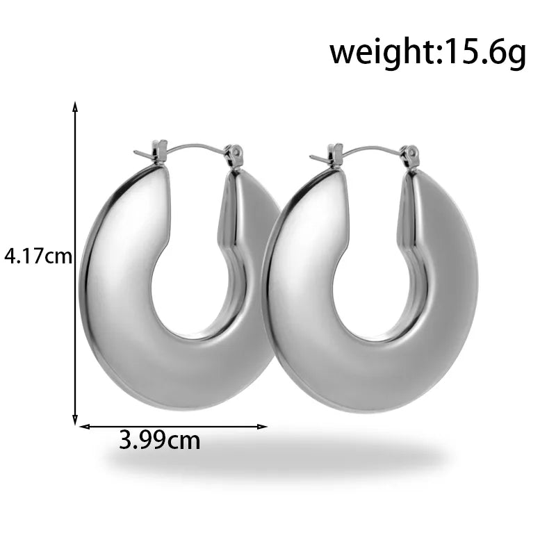 1 Pair Simple Style Round Plating 304 Stainless Steel Earrings