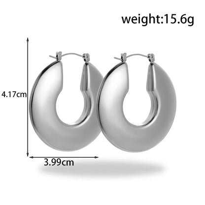 1 Pair Simple Style Round Plating 304 Stainless Steel Earrings