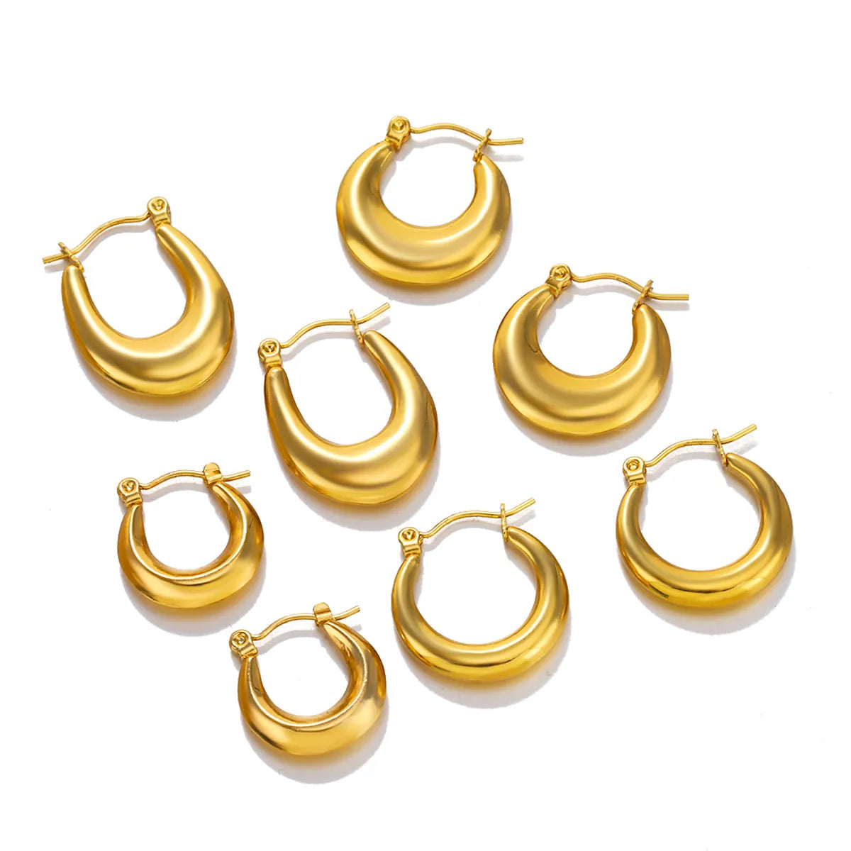 1 Pair Simple Style Round Plating Stainless Steel 18k Gold Plated Hoop Earrings