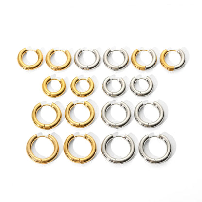 1 Pair Simple Style Round Plating 201 Stainless Steel 18K Gold Plated Hoop Earrings