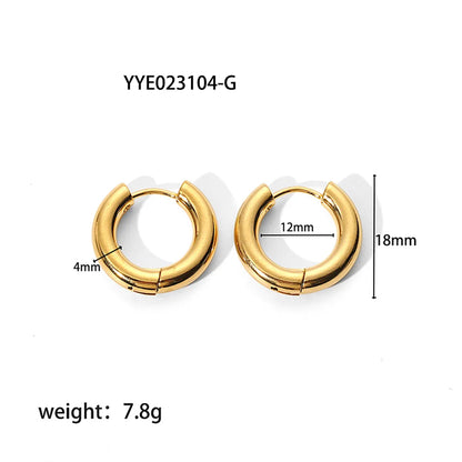 1 Pair Simple Style Round Plating 201 Stainless Steel 18K Gold Plated Hoop Earrings