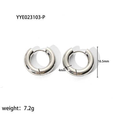 1 Pair Simple Style Round Plating 201 Stainless Steel 18K Gold Plated Hoop Earrings