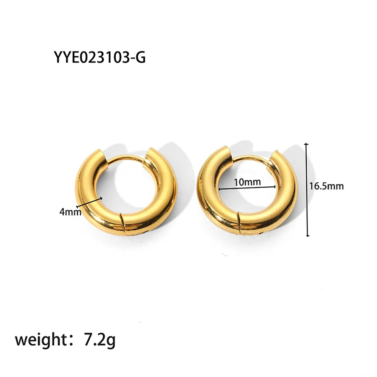 1 Pair Simple Style Round Plating 201 Stainless Steel 18K Gold Plated Hoop Earrings