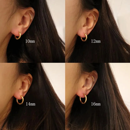 1 Pair Simple Style Round Plating 201 Stainless Steel 18K Gold Plated Hoop Earrings