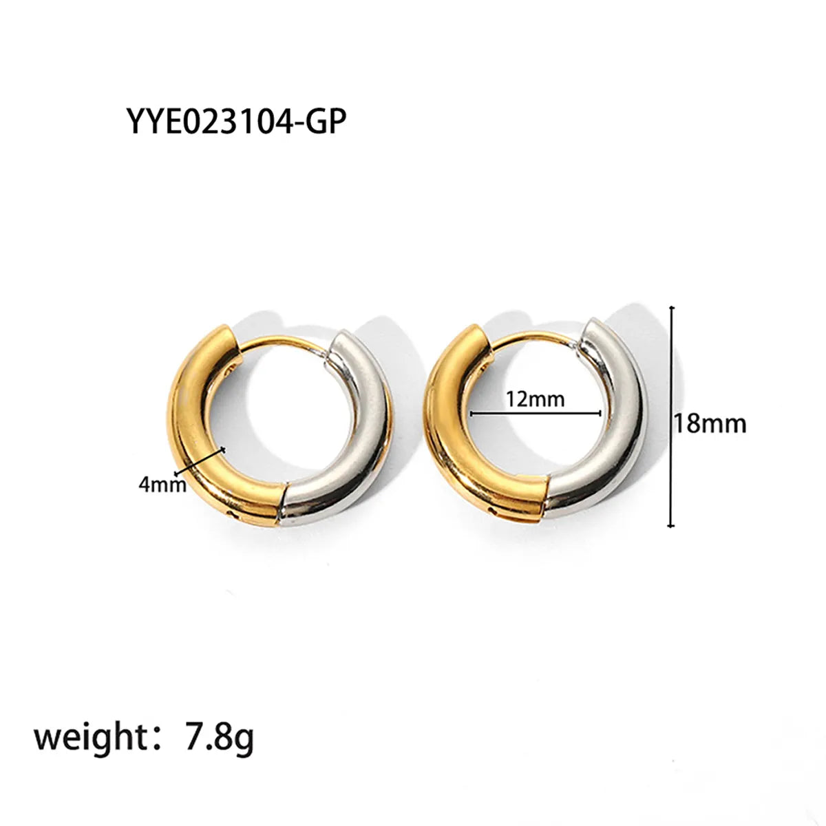 1 Pair Simple Style Round Plating 201 Stainless Steel 18K Gold Plated Hoop Earrings