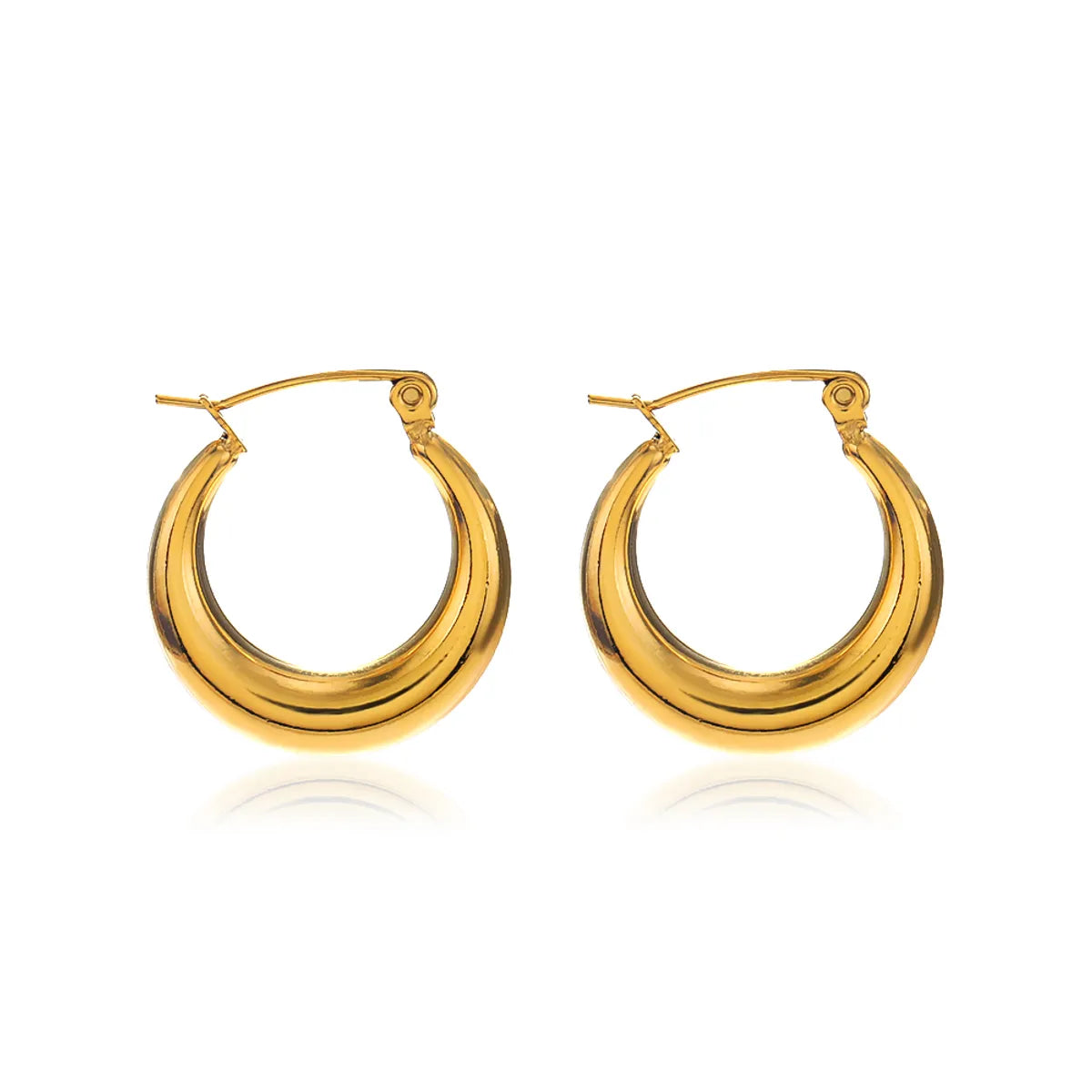 1 Pair Simple Style Round Plating Stainless Steel 18k Gold Plated Hoop Earrings