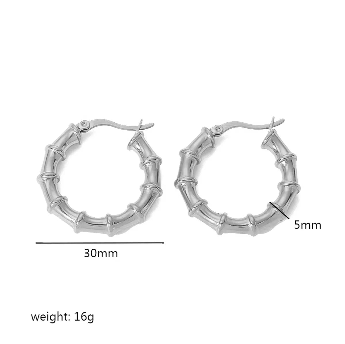 1 Pair Simple Style Round Plating Stainless Steel 18k Gold Plated Hoop Earrings