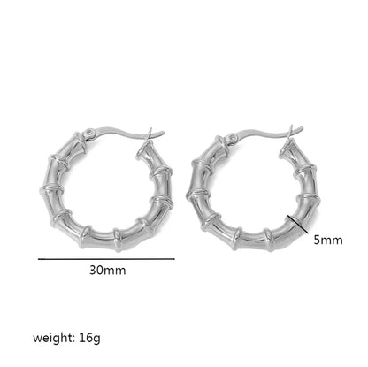 1 Pair Simple Style Round Plating Stainless Steel 18k Gold Plated Hoop Earrings