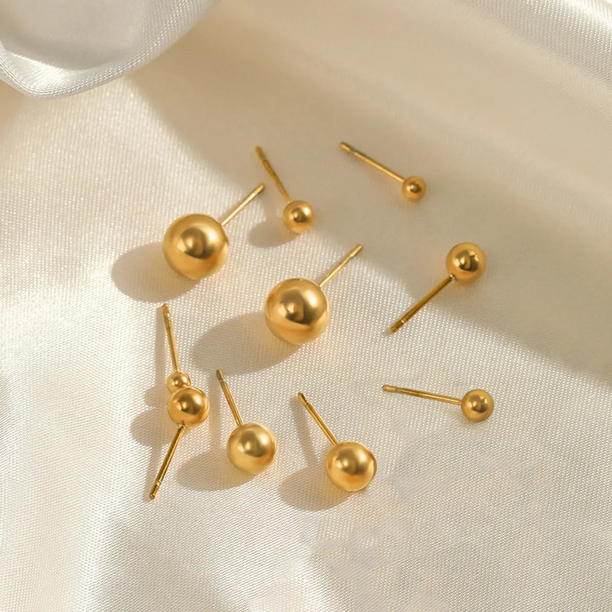 1 Pair Simple Style Round Plating Stainless Steel Ear Studs