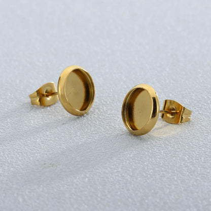 1 Pair Simple Style Round Plating Stainless Steel Ear Studs