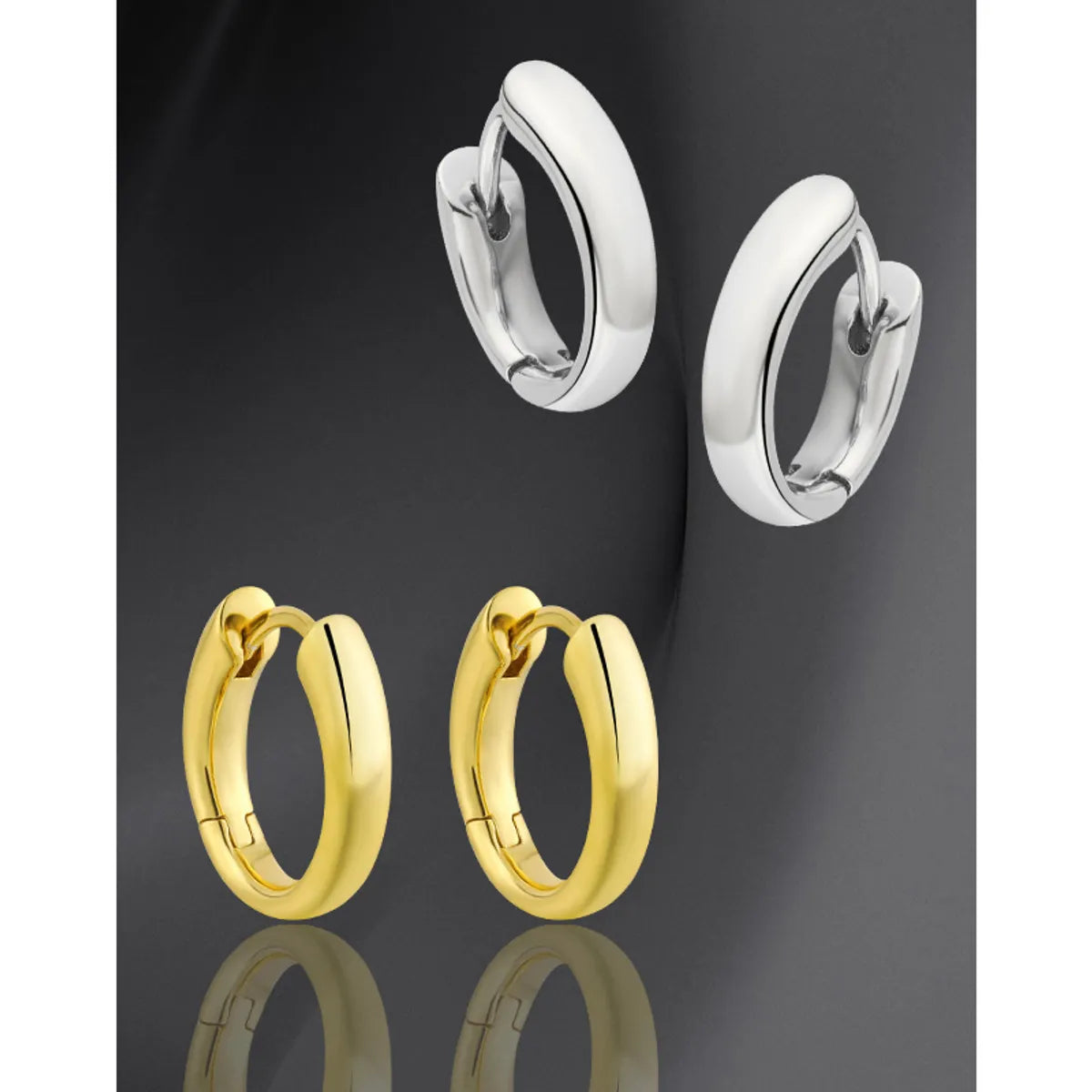 1 Pair Simple Style Round Plating Sterling Silver 18k Gold Plated Earrings