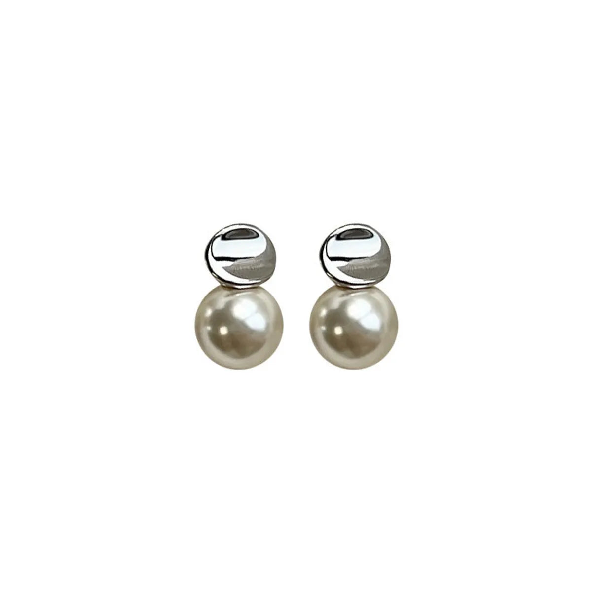 1 Pair Simple Style Round Plating Sterling Silver Ear Studs