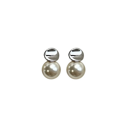 1 Pair Simple Style Round Plating Sterling Silver Ear Studs