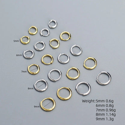 1 Pair Simple Style Round Plating Sterling Silver Hoop Earrings