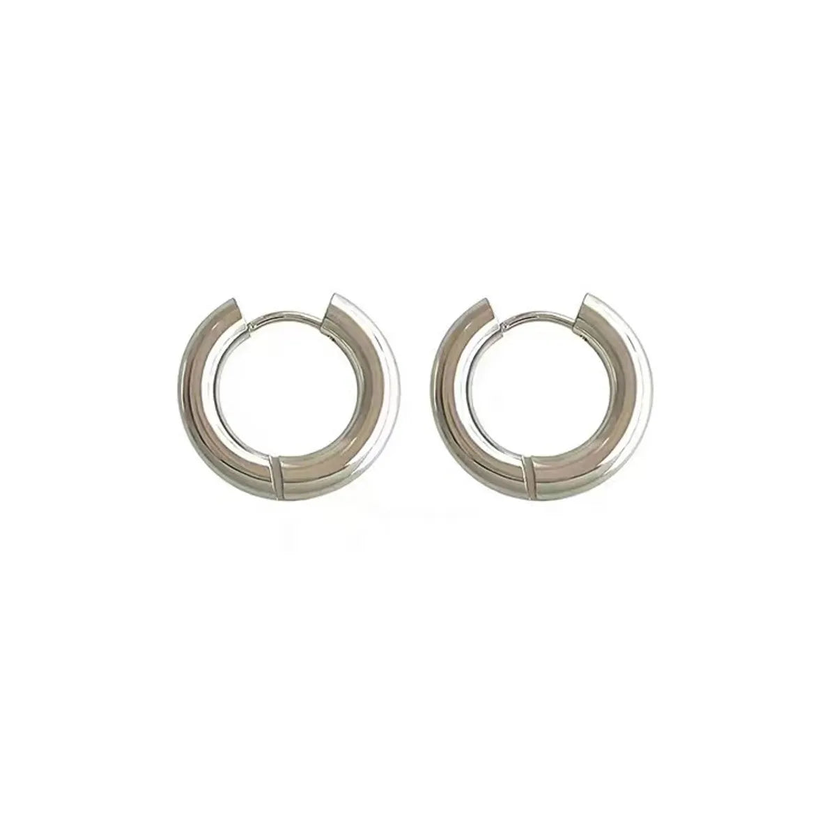 1 Pair Simple Style Round Plating Titanium Steel Earrings