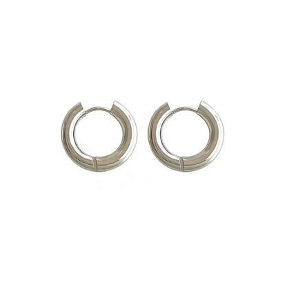 1 Pair Simple Style Round Plating Titanium Steel Earrings