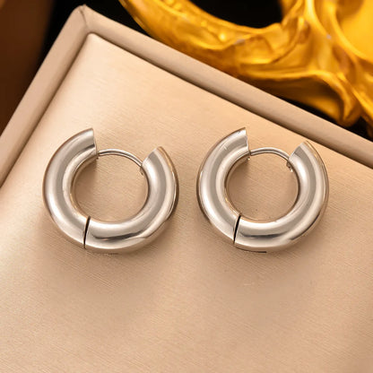 1 Pair Simple Style Round Plating Titanium Steel Earrings